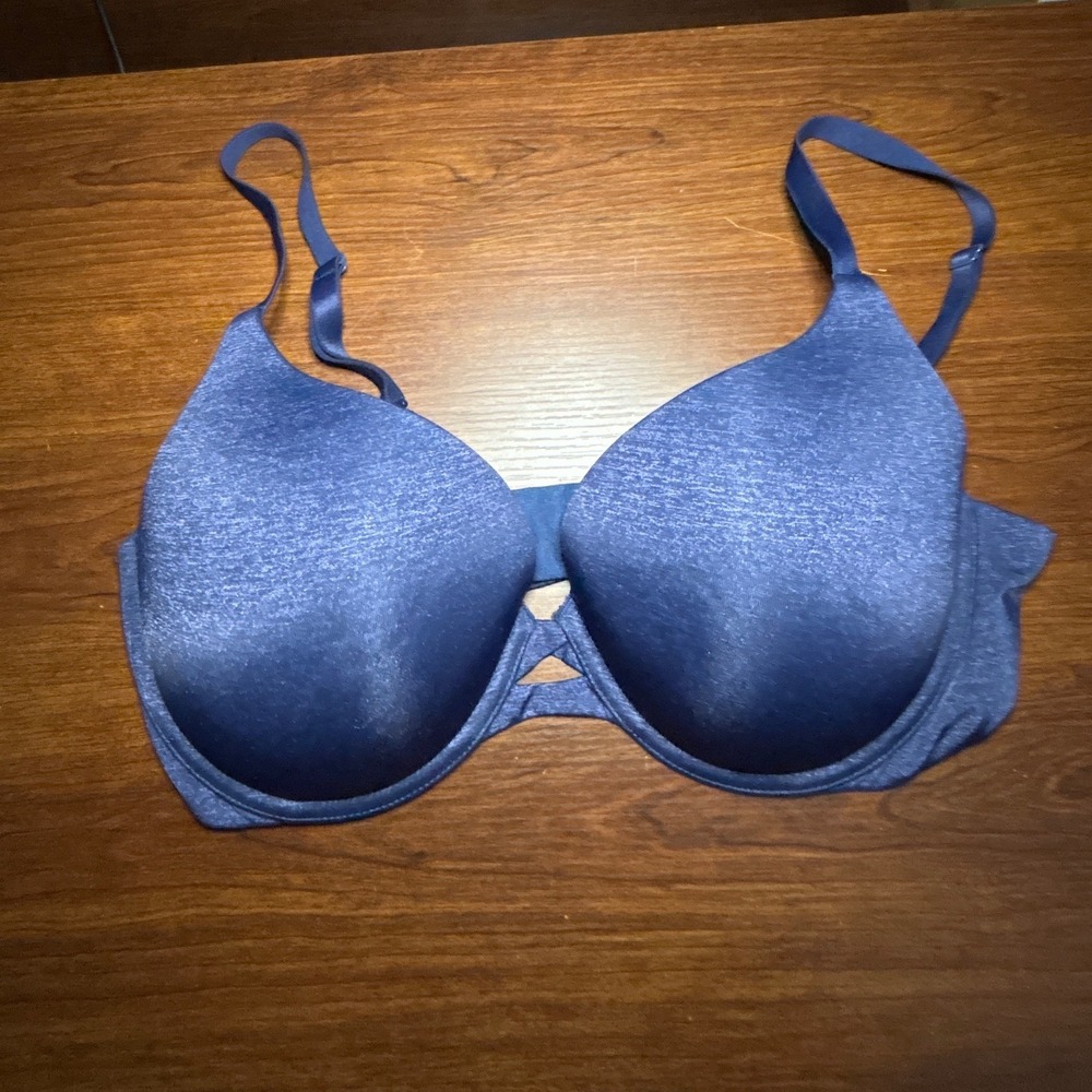 Victoria's Secret Bra 38C Perfect Shape Blue Underwire Shimmer Adjustable Straps